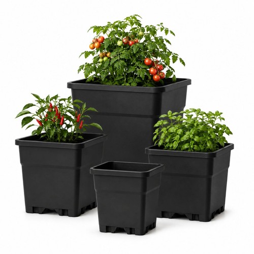 Pot fleurs carré noir pour - fleurs,