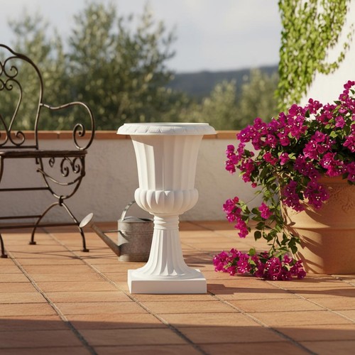 Grand pot fleurs plastique - fleurs,